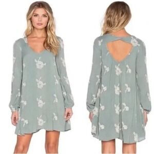 Free People Emma Embroidered Dress‎ Teal/Blue Women's